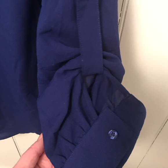 Dark blue silk blouse - Picture 5 of 5